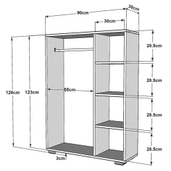 Armoire Nesbyen avec 4 compartiments de stockage 123 x 90 x 30 cm noir en.casa