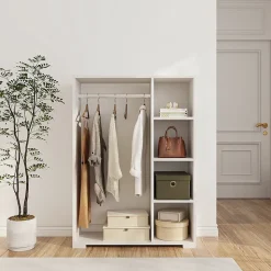 Armoire Nesbyen avec 4 compartiments de stockage 126 x 90 x 30 cm blanc en.casa