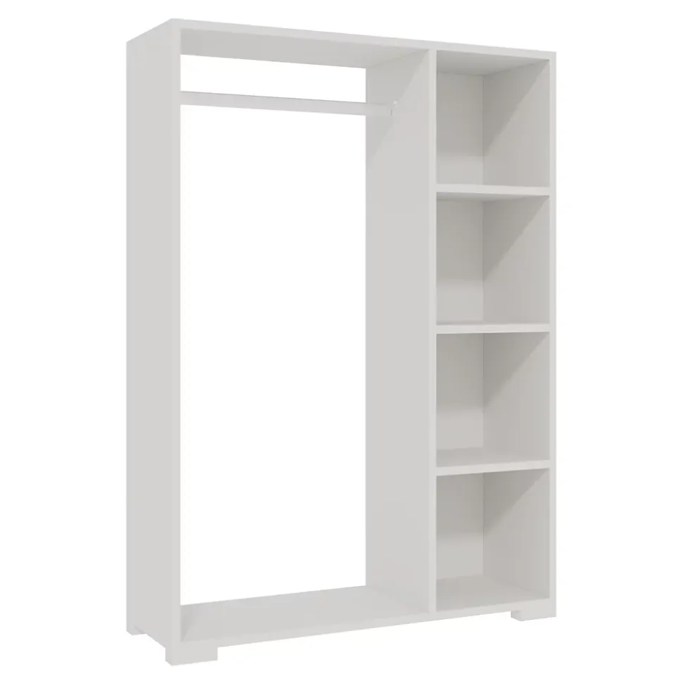 Armoire Nesbyen avec 4 compartiments de stockage 126 x 90 x 30 cm blanc en.casa