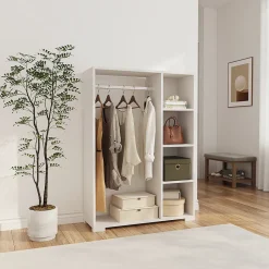 Armoire Nesbyen avec 4 compartiments de stockage 126 x 90 x 30 cm blanc en.casa