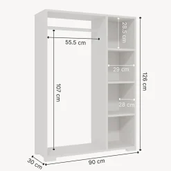 Armoire Nesbyen avec 4 compartiments de stockage 126 x 90 x 30 cm blanc en.casa