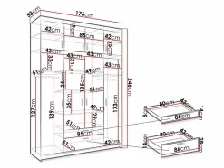 Armoire Novduni 106, Nombre d'étagères: 8, 246x177x53cm