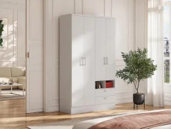 Armoire ODILON - 4 portes & 2 tiroirs - L.120 cm - Blanc