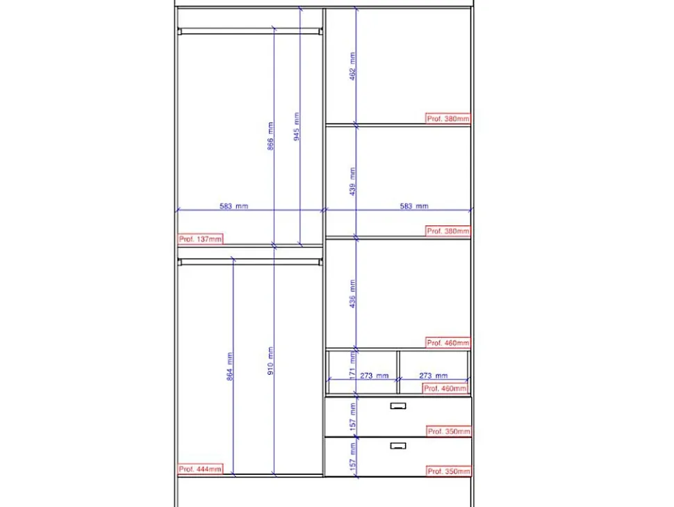Armoire ODILON - 4 portes & 2 tiroirs - L.120 cm - Blanc