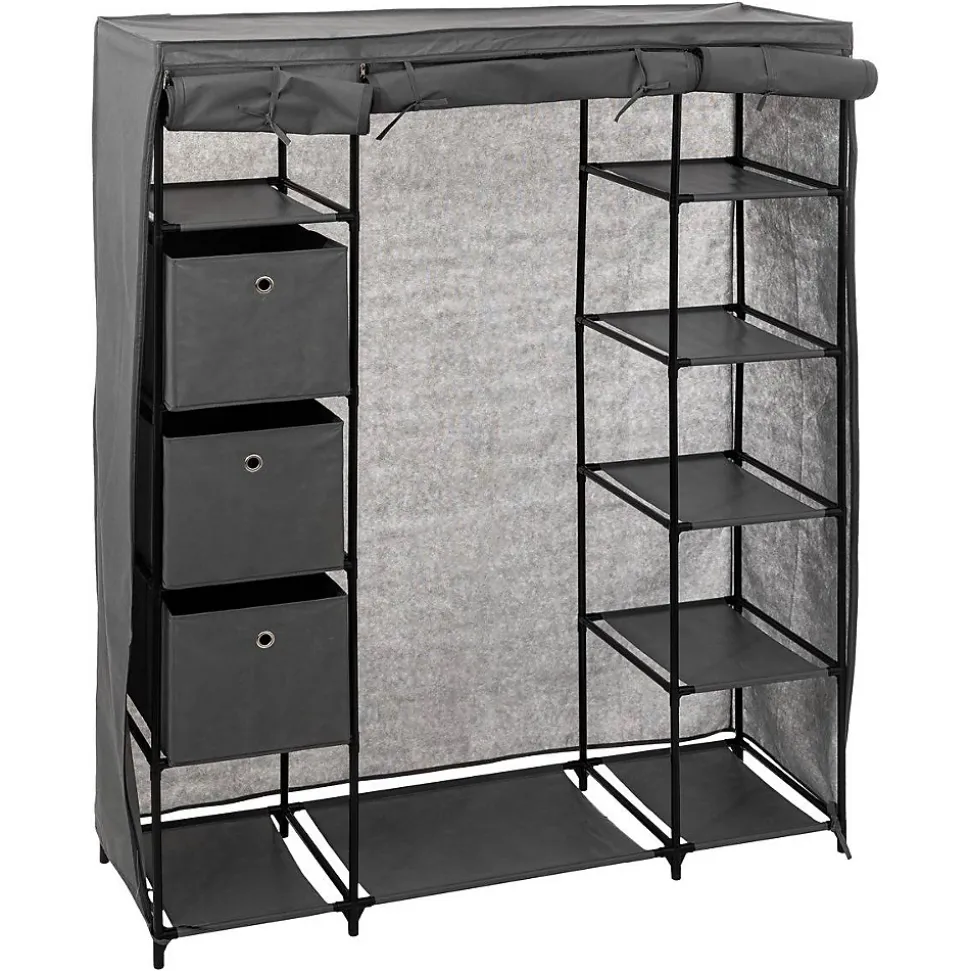 Armoire penderie 3 boîtes tissu gris anthracite - 5Five