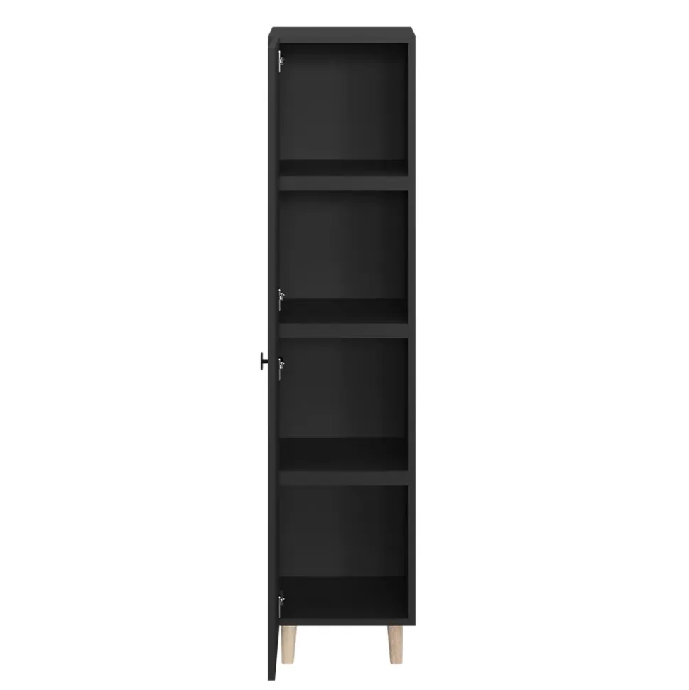 Armoire penderie 1 porte battante noire GoodHome Atomia H. 149,7 x L. 37 x P. 35 cm