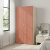 Armoire penderie 2 portes battantes terracotta et effet chêne GoodHome Atomia H. 187 x L. 100 x P. 45 cm
