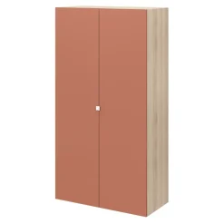 Armoire penderie 2 portes battantes terracotta et effet chêne GoodHome Atomia H. 187 x L. 100 x P. 45 cm