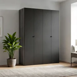 Armoire penderie 4 portes battantes noir GoodHome Atomia H. 225 x L. 150 x P. 58 cm