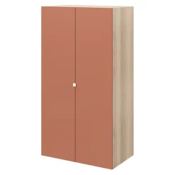 Armoire penderie 2 portes battantes terracotta et effet chêne GoodHome Atomia H. 187 x L. 100 x P. 58 cm