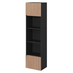 Armoire penderie 2 portes battantes effet chêne chaud et noir GoodHome Atomia H. 187 x L. 50 x P. 35 cm