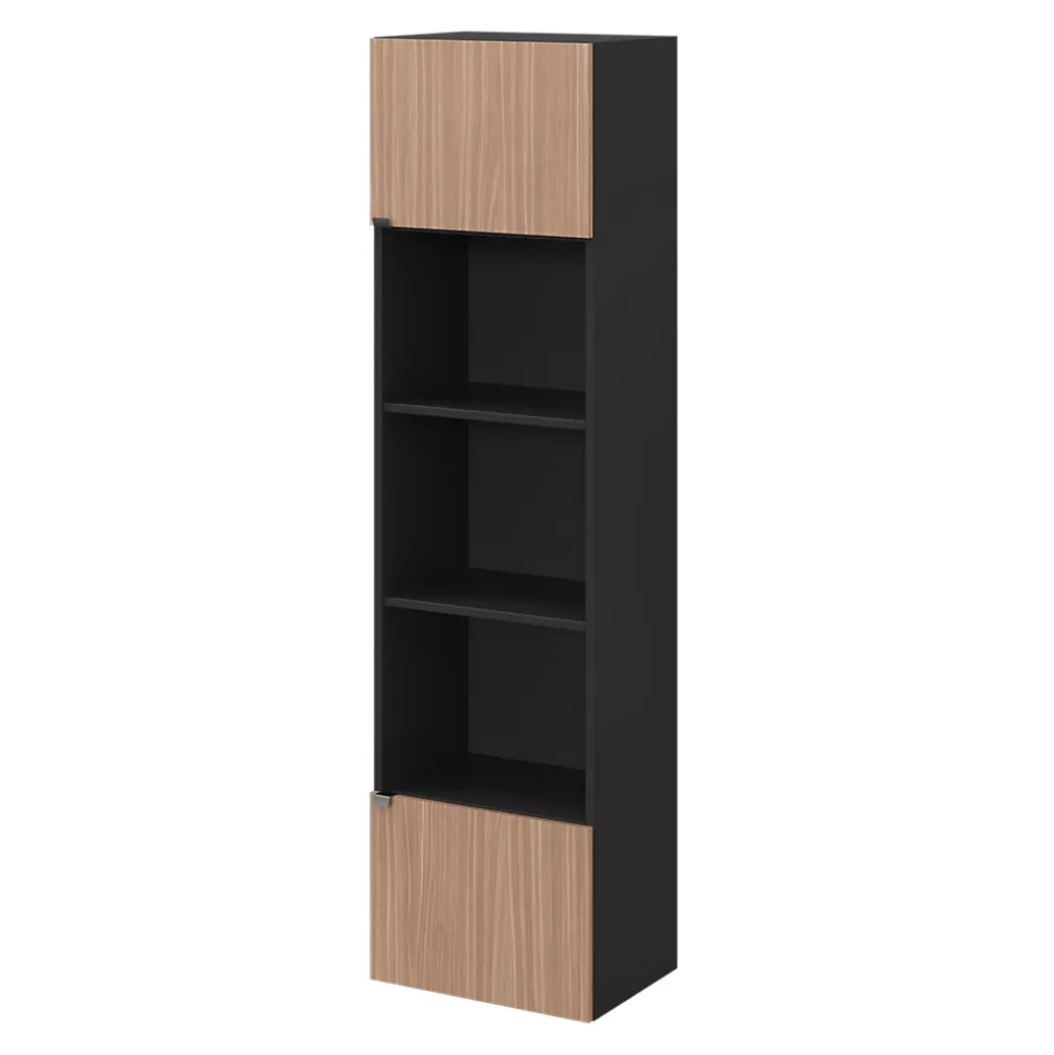 Armoire penderie 2 portes battantes effet chêne chaud et noir GoodHome Atomia H. 187 x L. 50 x P. 35 cm