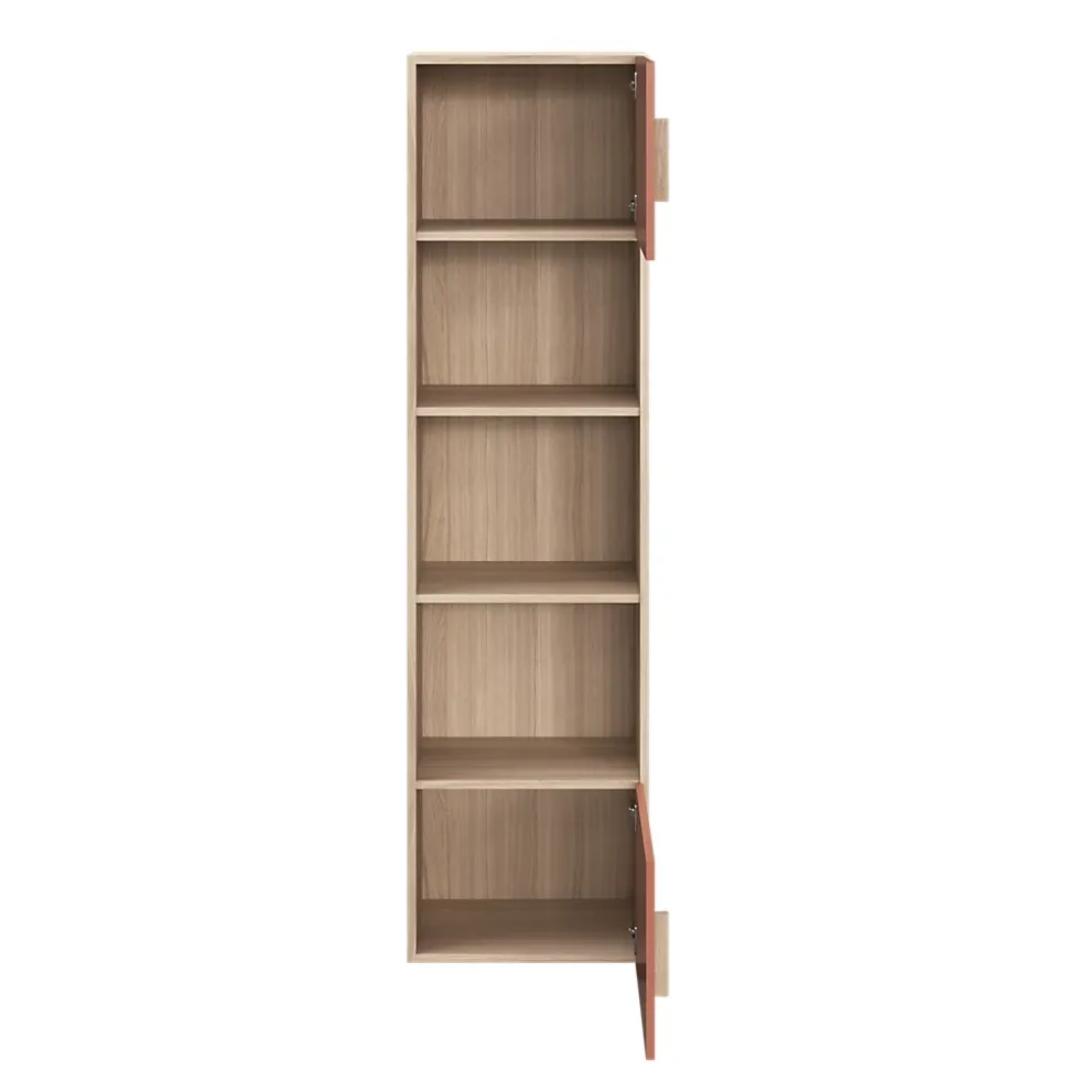Armoire penderie 2 portes battantes terracotta et effet chêne GoodHome Atomia H. 187 x L. 50 x P. 35 cm