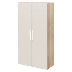 Armoire penderie 2 portes battantes beige cachemire et effet chêne GoodHome Atomia H. 187 x L. 100 x P. 45 cm