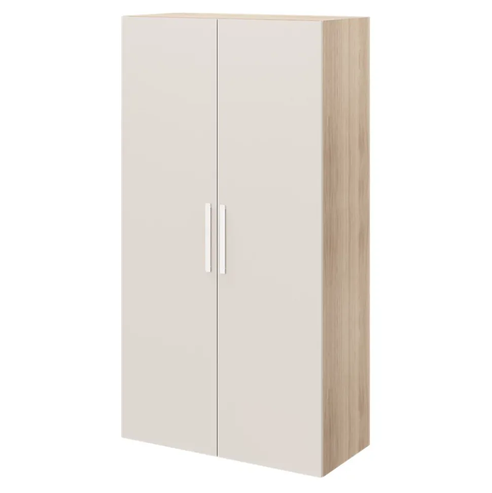 Armoire penderie 2 portes battantes beige cachemire et effet chêne GoodHome Atomia H. 187 x L. 100 x P. 45 cm