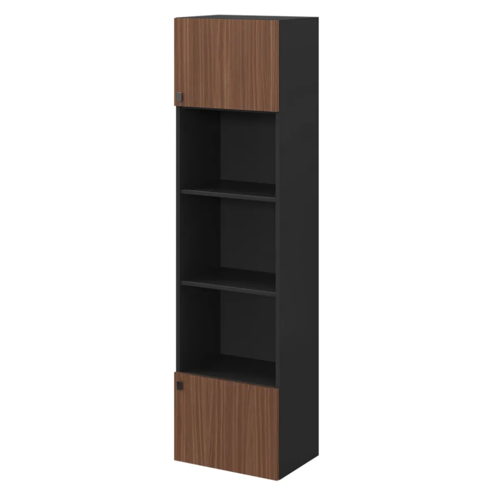 Armoire penderie 2 portes battantes effet noyer et noir GoodHome Atomia H. 187 x L. 50 x P. 35 cm
