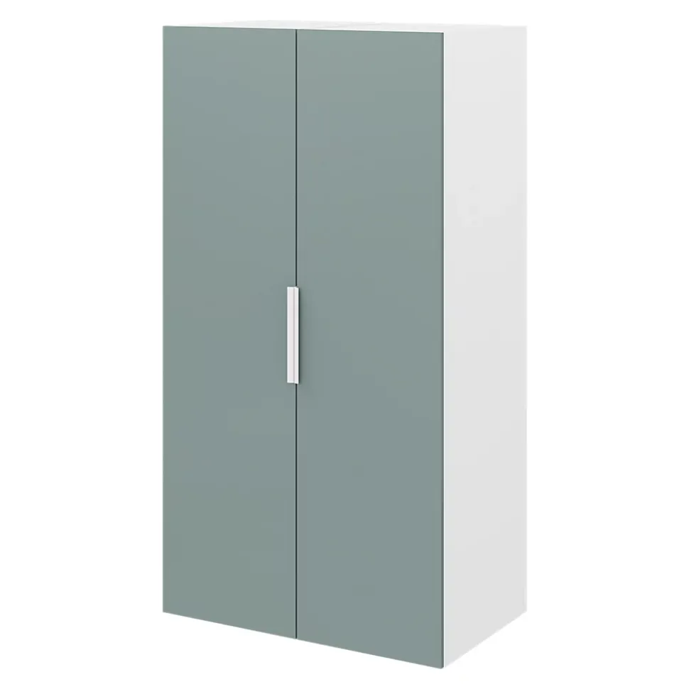 Armoire penderie 2 portes battantes bleu aqua et blanc GoodHome Atomia H. 187 x L. 50 x P. 58 cm