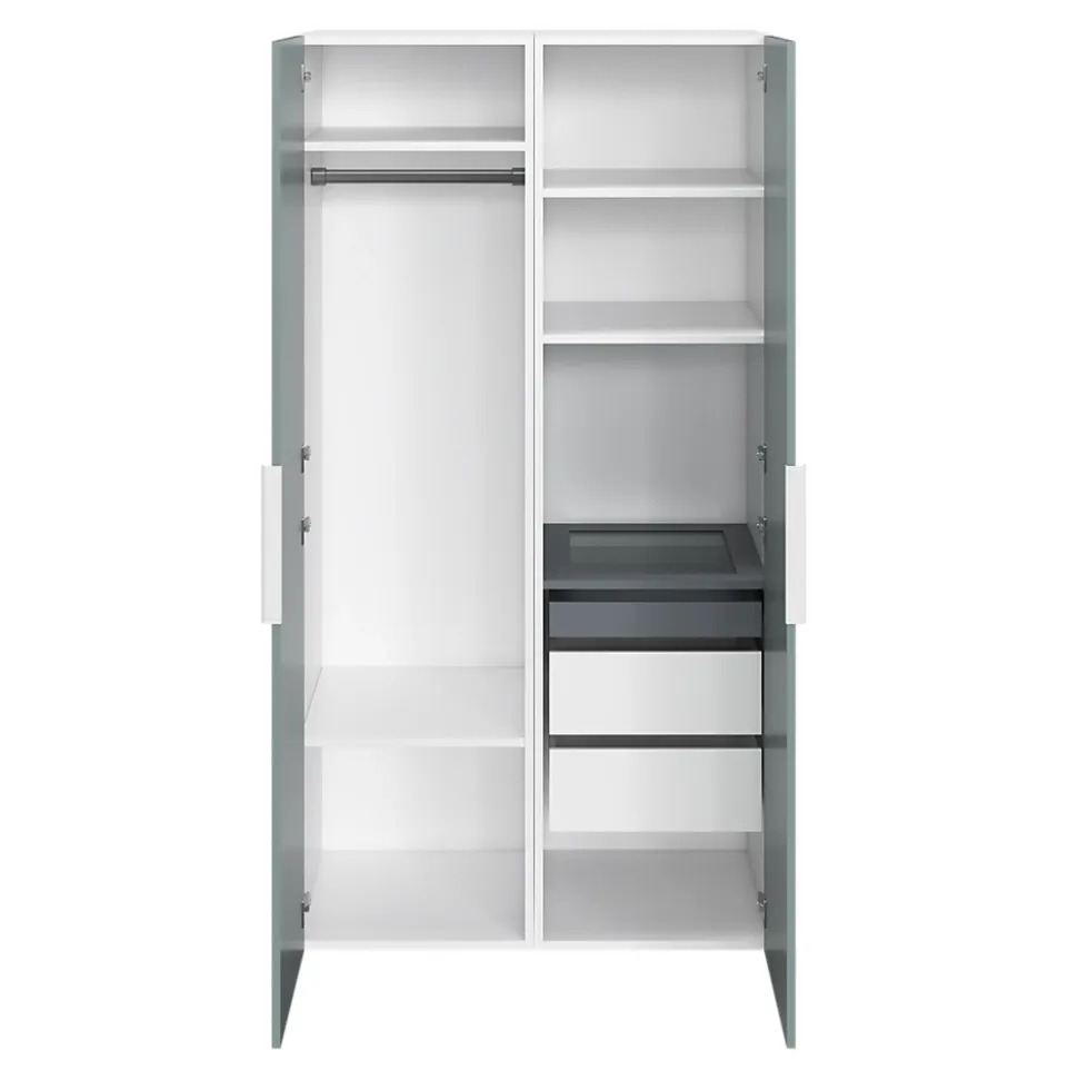 Armoire penderie 2 portes battantes bleu aqua et blanc GoodHome Atomia H. 187 x L. 50 x P. 58 cm