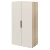 Armoire penderie 2 portes battantes beige cachemire et effet chêne GoodHome Atomia H. 187 x L. 50 x P. 58 cm