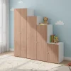 Armoire penderie 5 portes battantes effet chêne chaude et blanc GoodHome Atomia H. 225 x L. 225 x P. 58 cm