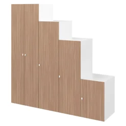 Armoire penderie 5 portes battantes effet chêne chaude et blanc GoodHome Atomia H. 225 x L. 225 x P. 58 cm