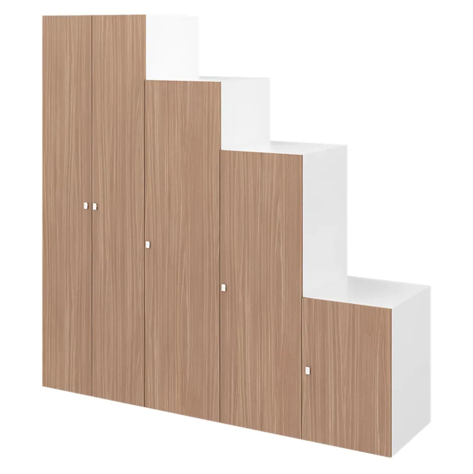 Armoire penderie 5 portes battantes effet chêne chaude et blanc GoodHome Atomia H. 225 x L. 225 x P. 58 cm