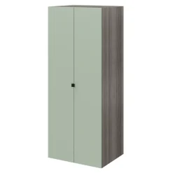 Armoire penderie 2 portes battantes vert agave et effet chêne grisé GoodHome Atomia H. 187 x L. 75 x P. 58 cm