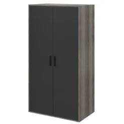 Armoire penderie 2 portes battantes noir et effet chêne grisé GoodHome Atomia H. 187,5 x L. 100 x P. 45 cm