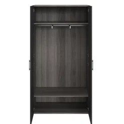 Armoire penderie 2 portes battantes noir et effet chêne grisé GoodHome Atomia H. 187,5 x L. 100 x P. 45 cm