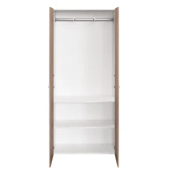 Armoire penderie 2 portes petites poignées effet chêne et blanc GoodHome Atomia H. 225 x L. 100 x P. 45 cm