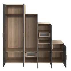 Armoire penderie 5 portes battantes anthracite et effet chêne GoodHome Atomia H. 225 x L. 225 x P. 58 cm
