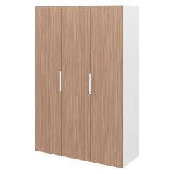 Armoire penderie 3 portes battantes effet chêne chaud et blanc GoodHome Atomia H. 225 x L. 150 x P. 58 cm