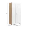 Armoire Penderie 2 Portes Blanc et Bois + Barre de Penderie et Etagères - Rangement Pratique Etagères Escalier Chambre