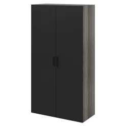 Armoire penderie 2 portes battantes noir et effet chêne grisé GoodHome Atomia H. 187 x L. 100 x P. 58 cm