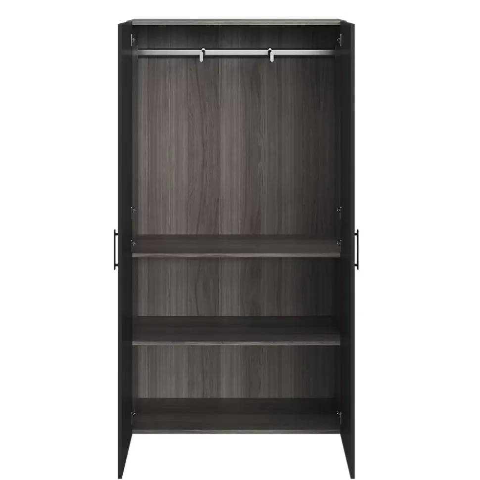 Armoire penderie 2 portes battantes noir et effet chêne grisé GoodHome Atomia H. 187 x L. 100 x P. 58 cm