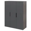 Armoire penderie 3 portes battantes anthracite et effet chêne grisé GoodHome Atomia H. 187 x L. 150 x P. 58 cm