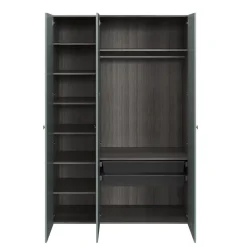 Armoire penderie 3 portes battantes bleu aqua effet chêne grisé GoodHome Atomia H. 225 x L. 150 x P. 58 cm