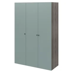 Armoire penderie 3 portes battantes bleu aqua effet chêne grisé GoodHome Atomia H. 225 x L. 150 x P. 58 cm