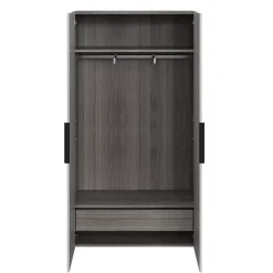 Armoire penderie 2 portes battantes gris et effet chêne grisé GoodHome Atomia H. 187 x L. 100 x P. 45 cm