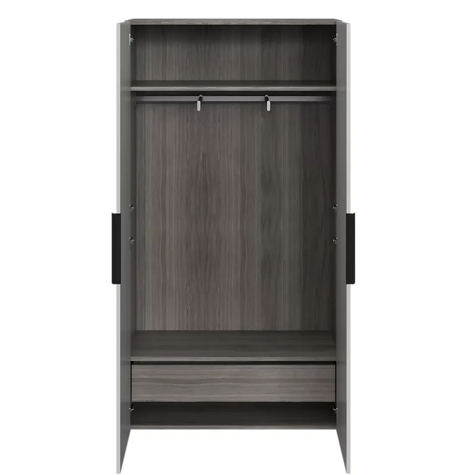 Armoire penderie 2 portes battantes gris et effet chêne grisé GoodHome Atomia H. 187 x L. 100 x P. 45 cm