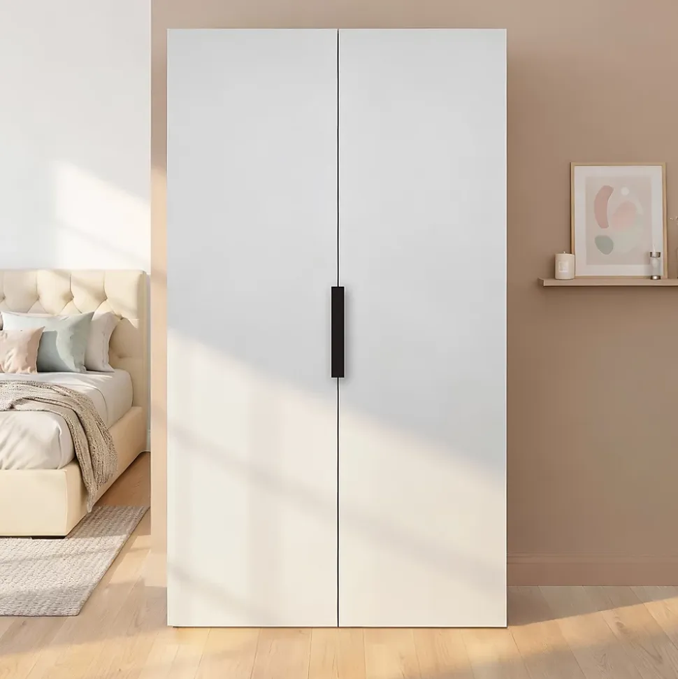 Armoire penderie 2 portes battantes gris et effet chêne grisé GoodHome Atomia H. 187 x L. 100 x P. 45 cm
