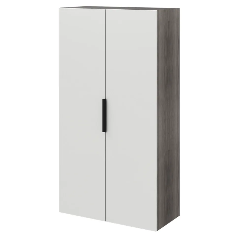 Armoire penderie 2 portes battantes gris et effet chêne grisé GoodHome Atomia H. 187 x L. 100 x P. 45 cm