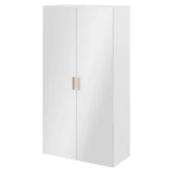 Armoire penderie 2 portes battantes blanc brillant GoodHome Atomia H. 187 x L. 100 x P. 45 cm