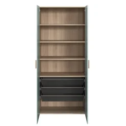 Armoire penderie 2 portes battantes bleu aqua et effet chêne GoodHome Atomia H. 225 x L. 100 x P. 45 cm