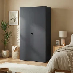 Armoire penderie 2 portes battantes anthracite GoodHome Atomia H. 187 x L. 100 x P. 58 cm