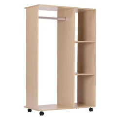Armoire penderie armoire de rangement mobile panneaux de particules coloris chêne clair