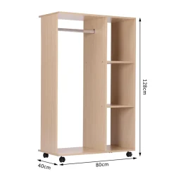 Armoire penderie armoire de rangement mobile panneaux de particules coloris chêne clair