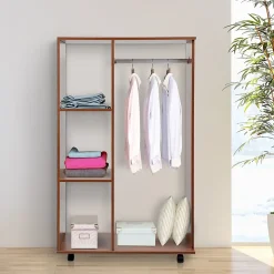 Armoire penderie armoire de rangement mobile panneaux de particules coloris chêne moyen