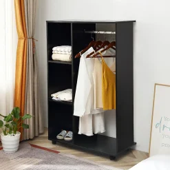 Armoire penderie armoire de rangement mobile panneaux de particules noir