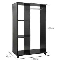 Armoire penderie armoire de rangement mobile panneaux de particules noir